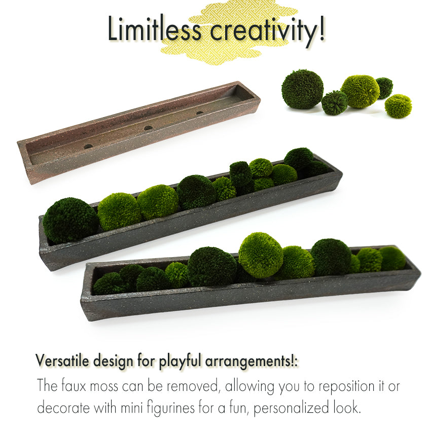 Japanese Shigaraki Pottery with Faux Moss – Zen-Inspired Decorative Piece