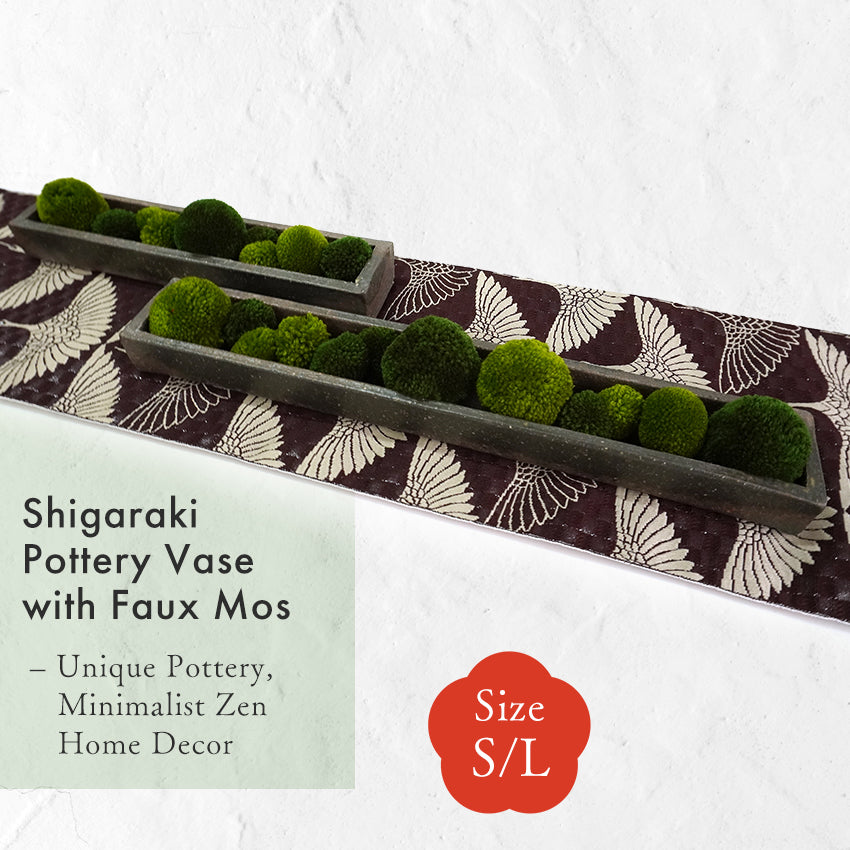 Japanese Shigaraki Pottery with Faux Moss – Zen-Inspired Decorative Piece
