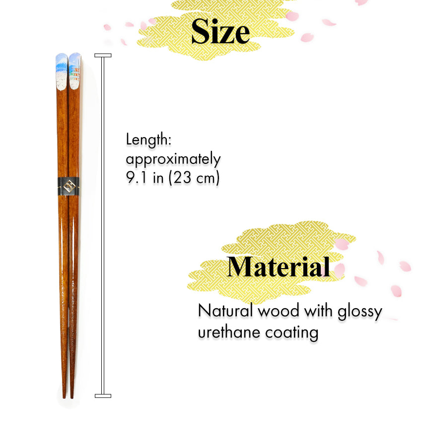 Japanese Wooden Chopsticks – Ukiyo-e, Sumo, Fuji & Sakura Designs – Natural Wood, Non-Slip, Hand-Friendly – Traditional Japanese utensils