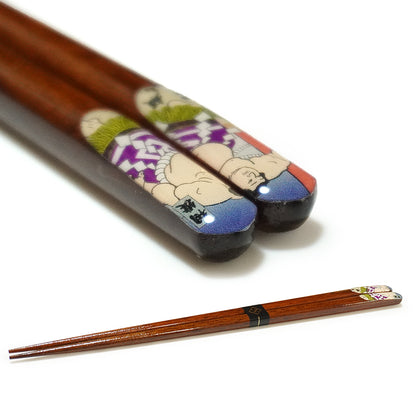 Japanese Wooden Chopsticks – Ukiyo-e, Sumo, Fuji & Sakura Designs – Natural Wood, Non-Slip, Hand-Friendly – Traditional Japanese utensils