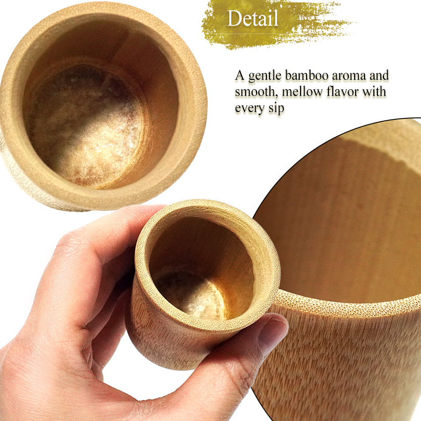Japanese Soot Bamboo Sake Cup – Handmade Susutake Shot Glass, Eco-Friendly Natural Bamboo Barware, Lightweight & Durable Outdoor Camping Cup