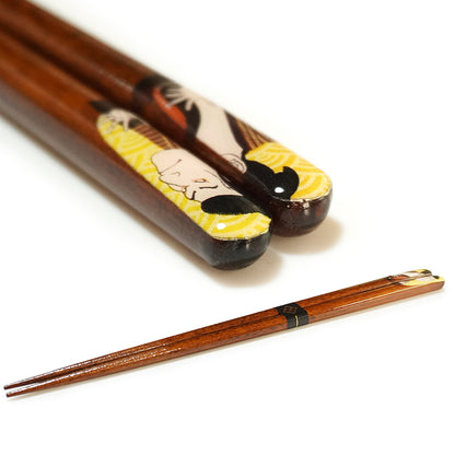 Japanese Wooden Chopsticks – Ukiyo-e, Sumo, Fuji & Sakura Designs – Natural Wood, Non-Slip, Hand-Friendly – Traditional Japanese utensils