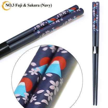 Japanese Chopsticks – Sakura, Fuji, Sushi Designs –Natural bamboo, Non-Slip, Hand-Friendly – Traditional Japanese utensils