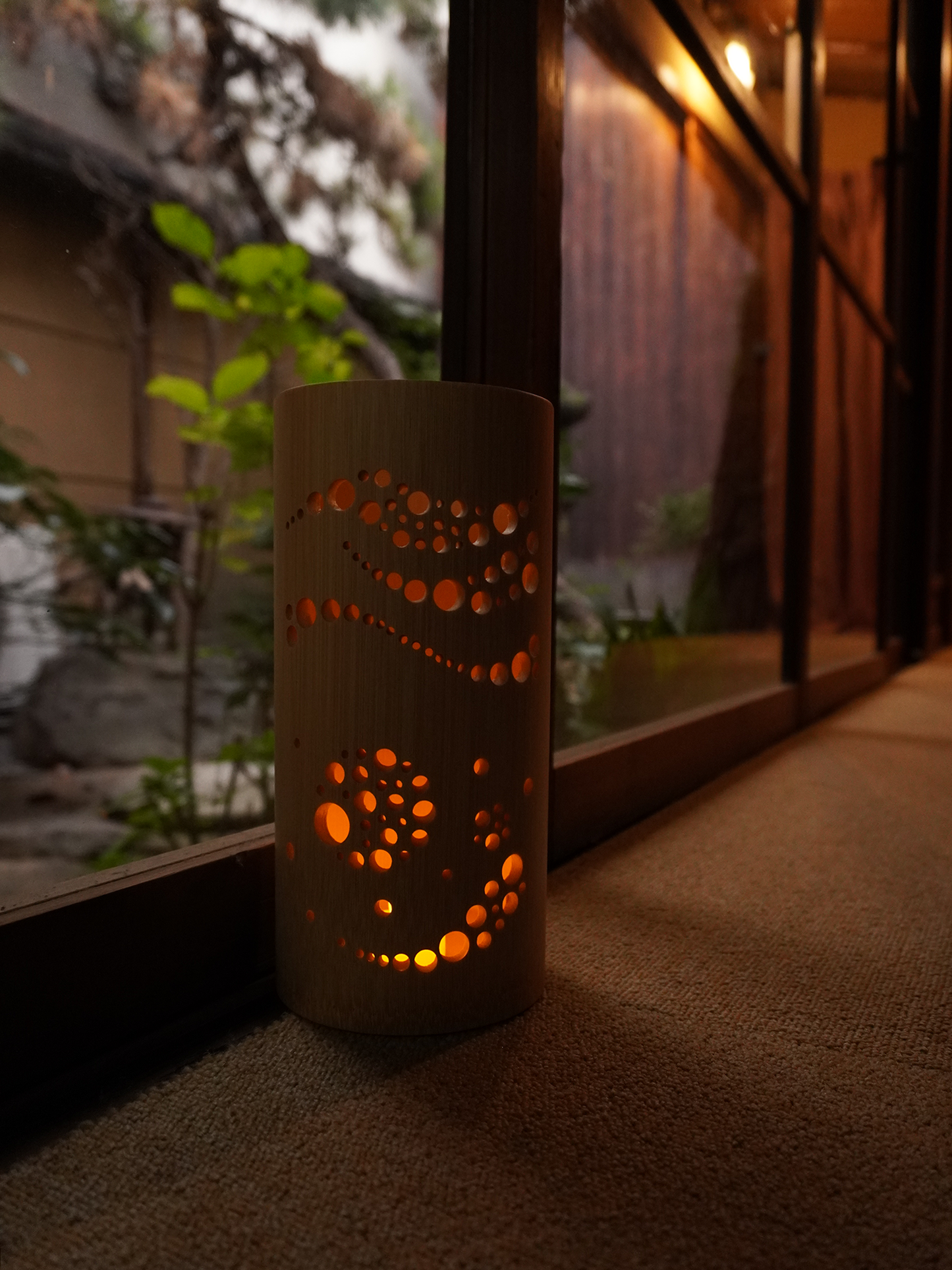Bamboo Ambient Lamp  ”Izayoi Moonlight” – Japanese Handcrafted Zen Decor, Natural Bamboo Mood Lantern with LED Candle