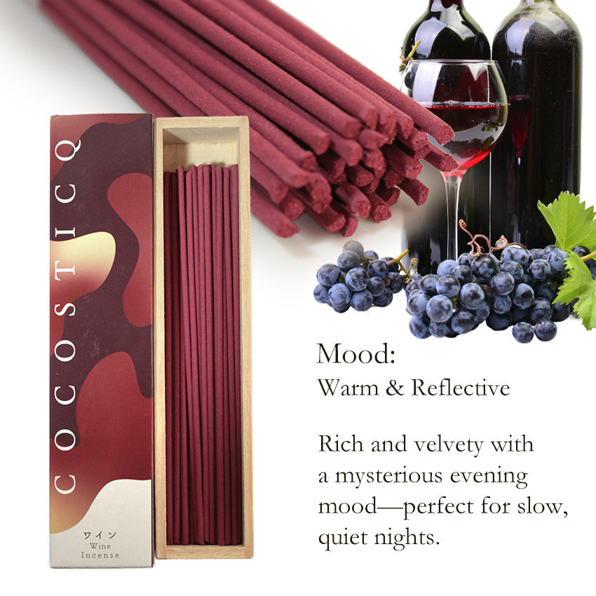 COCOSTICQ Japanese Luxury Incense Sticks for Relaxation & Self-Care – Elegant Low Smoke Home Fragrance, Mango, Wine, Cherry Blossom, Green Tea, Mandarin Orange