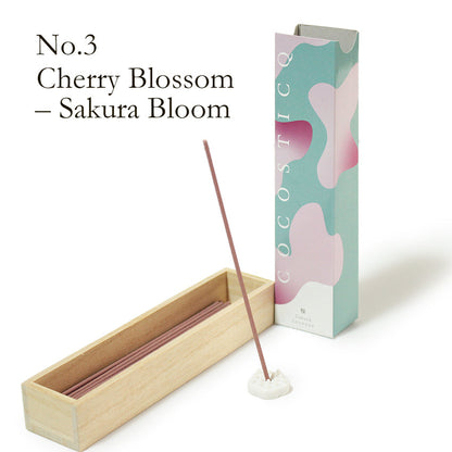 COCOSTICQ Japanese Luxury Incense Sticks for Relaxation & Self-Care – Elegant Low Smoke Home Fragrance, Mango, Wine, Cherry Blossom, Green Tea, Mandarin Orange