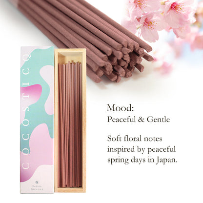 COCOSTICQ Japanese Luxury Incense Sticks for Relaxation & Self-Care – Elegant Low Smoke Home Fragrance, Mango, Wine, Cherry Blossom, Green Tea, Mandarin Orange