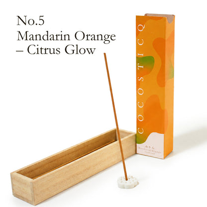 COCOSTICQ Japanese Luxury Incense Sticks for Relaxation & Self-Care – Elegant Low Smoke Home Fragrance, Mango, Wine, Cherry Blossom, Green Tea, Mandarin Orange