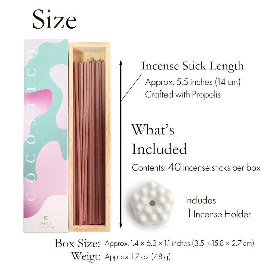 COCOSTICQ Japanese Luxury Incense Sticks for Relaxation & Self-Care – Elegant Low Smoke Home Fragrance, Mango, Wine, Cherry Blossom, Green Tea, Mandarin Orange