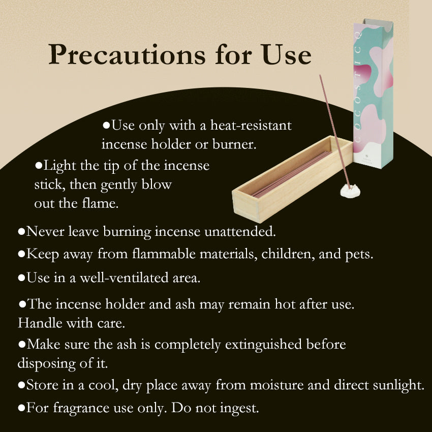 COCOSTICQ Japanese Luxury Incense Sticks for Relaxation & Self-Care – Elegant Low Smoke Home Fragrance, Mango, Wine, Cherry Blossom, Green Tea, Mandarin Orange