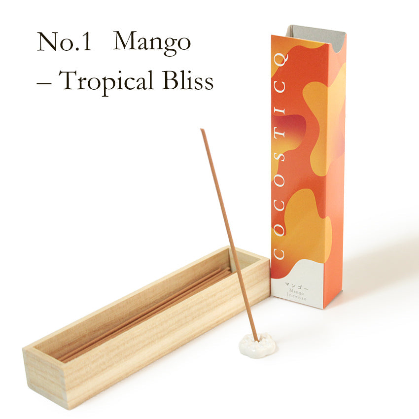 COCOSTICQ Japanese Luxury Incense Sticks for Relaxation & Self-Care – Elegant Low Smoke Home Fragrance, Mango, Wine, Cherry Blossom, Green Tea, Mandarin Orange