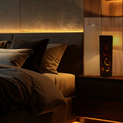 Bamboo Ambient Lamp  ”Karakusa Arabesque” – Japanese Handcrafted Zen Decor, Natural Bamboo Mood Lantern with LED Candle