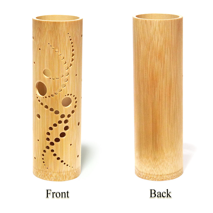 Bamboo Ambient Lamp  ”Kaze(wind) Breeze” – Japanese Handcrafted Zen Decor, Natural Bamboo Mood Lantern with LED Candle