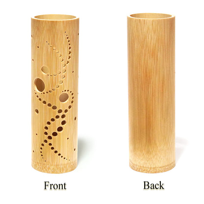 Bamboo Ambient Lamp  ”Kaze(wind) Breeze” – Japanese Handcrafted Zen Decor, Natural Bamboo Mood Lantern with LED Candle