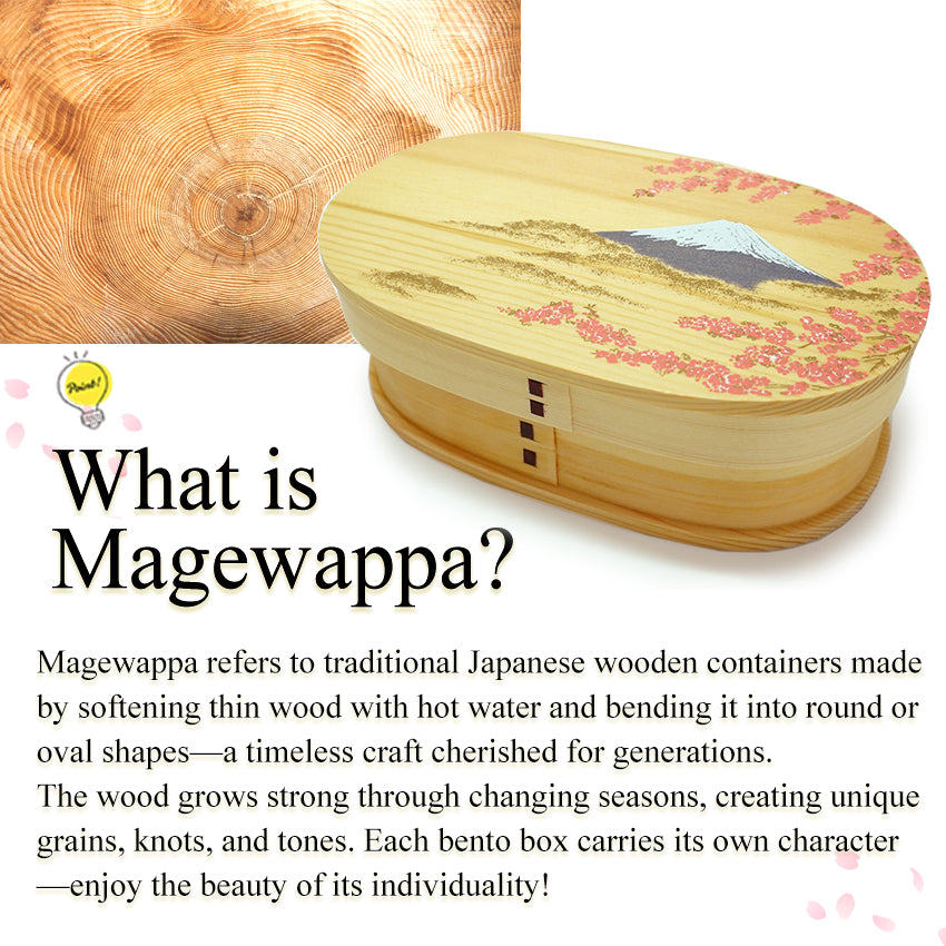 Magewappa Wooden Lunch Box Harmony of Fuji and Cherry Blossoms