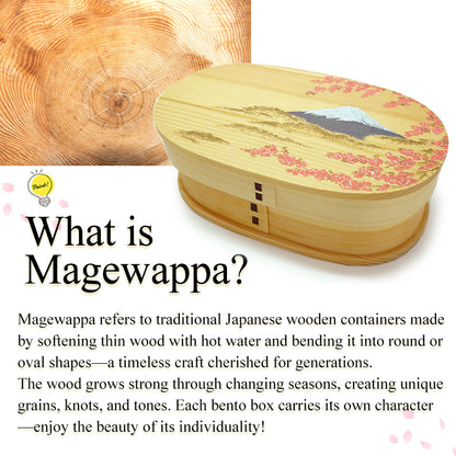 Magewappa Wooden Lunch Box Harmony of Fuji and Cherry Blossoms