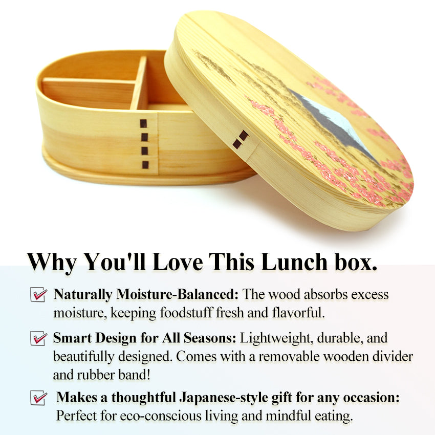 Magewappa Wooden Lunch Box Harmony of Fuji and Cherry Blossoms