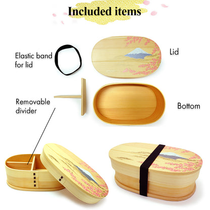 Magewappa Wooden Lunch Box Harmony of Fuji and Cherry Blossoms