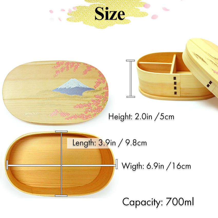 Magewappa Wooden Lunch Box Harmony of Fuji and Cherry Blossoms
