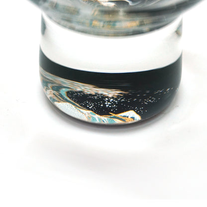 Japanese Art Glass Cup, Kishu Lacquerware Art Drinking Vessel ー HOKUSAI “Edo Spirit” Ukiyoe, The Great Wave off Kanagawa