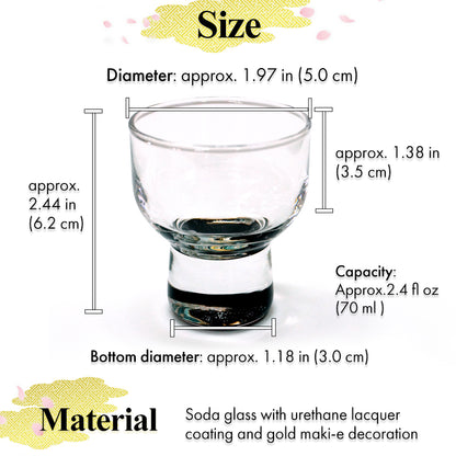 Japanese Art Glass Cup, Kishu Lacquerware Art Drinking Vessel ー HOKUSAI “Edo Spirit” Ukiyoe, The Great Wave off Kanagawa