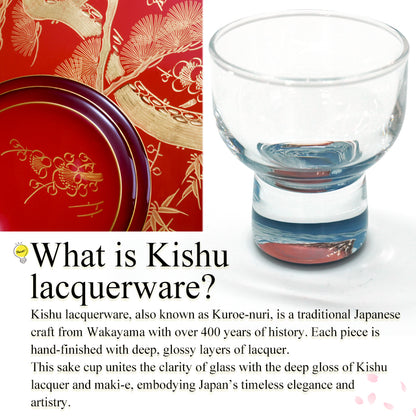 Japanese Art Glass Cup, Kishu Lacquerware Art Drinking Vessel ー HOKUSAI “Edo Spirit” Ukiyoe, Aka-Fuji