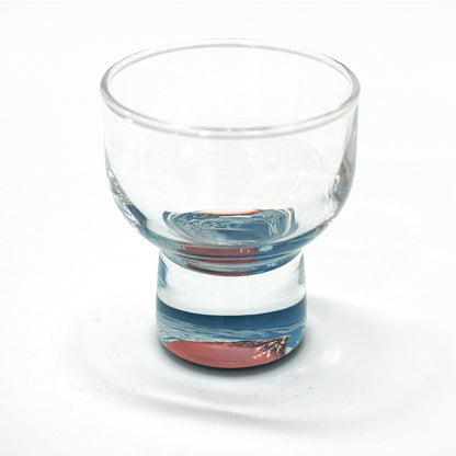 Japanese Art Glass Cup, Kishu Lacquerware Art Drinking Vessel ー HOKUSAI “Edo Spirit” Ukiyoe, Aka-Fuji