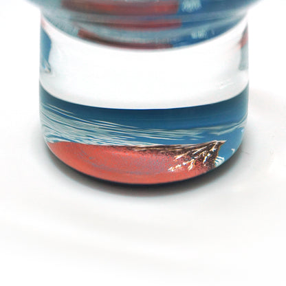 Japanese Art Glass Cup, Kishu Lacquerware Art Drinking Vessel ー HOKUSAI “Edo Spirit” Ukiyoe, Aka-Fuji