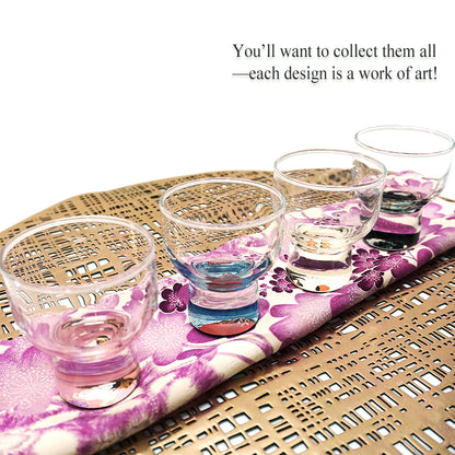 Japanese Art Glass Cup, Kishu Lacquerware Art Drinking Vessel ー HOKUSAI “Edo Spirit” Ukiyoe, Aka-Fuji