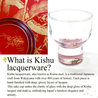 Japanese Art Glass Cup, Kishu Lacquerware Art Drinking Vessel ー Sharaku “Edo Spirit” Ukiyoe, Japanese Beauty portrays