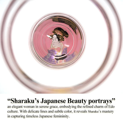 Japanese Art Glass Cup, Kishu Lacquerware Art Drinking Vessel ー Sharaku “Edo Spirit” Ukiyoe, Japanese Beauty portrays