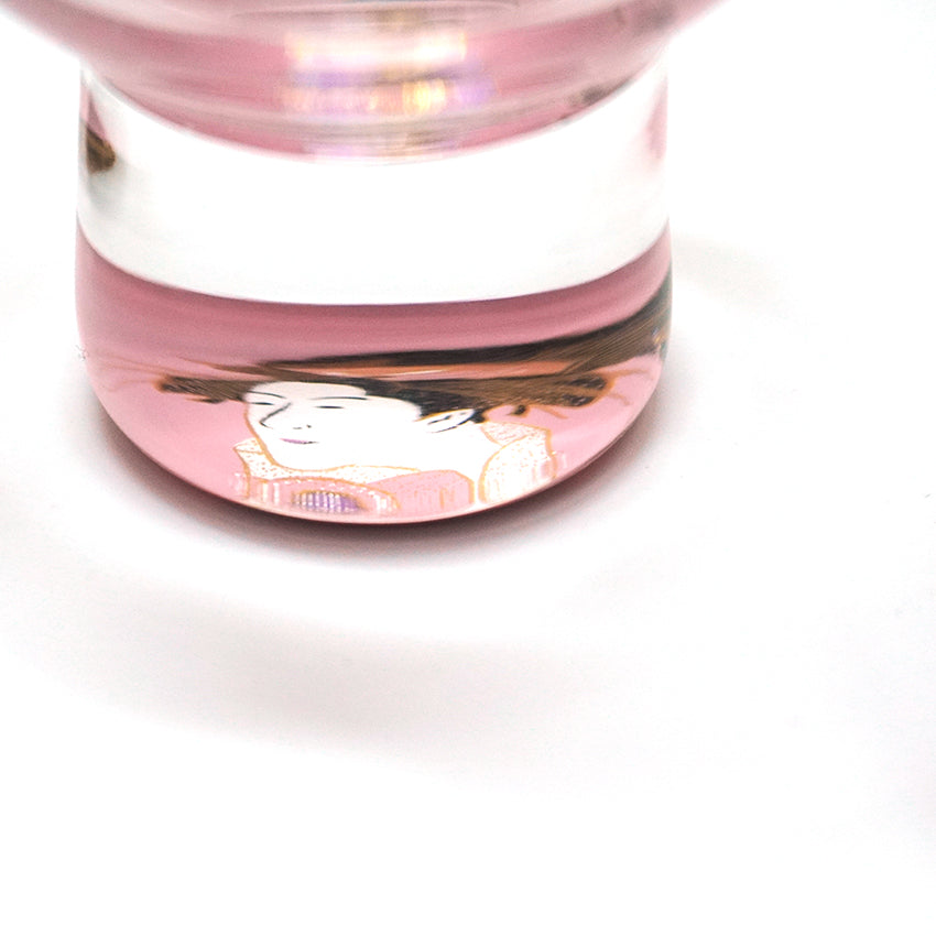 Japanese Art Glass Cup, Kishu Lacquerware Art Drinking Vessel ー Sharaku “Edo Spirit” Ukiyoe, Japanese Beauty portrays