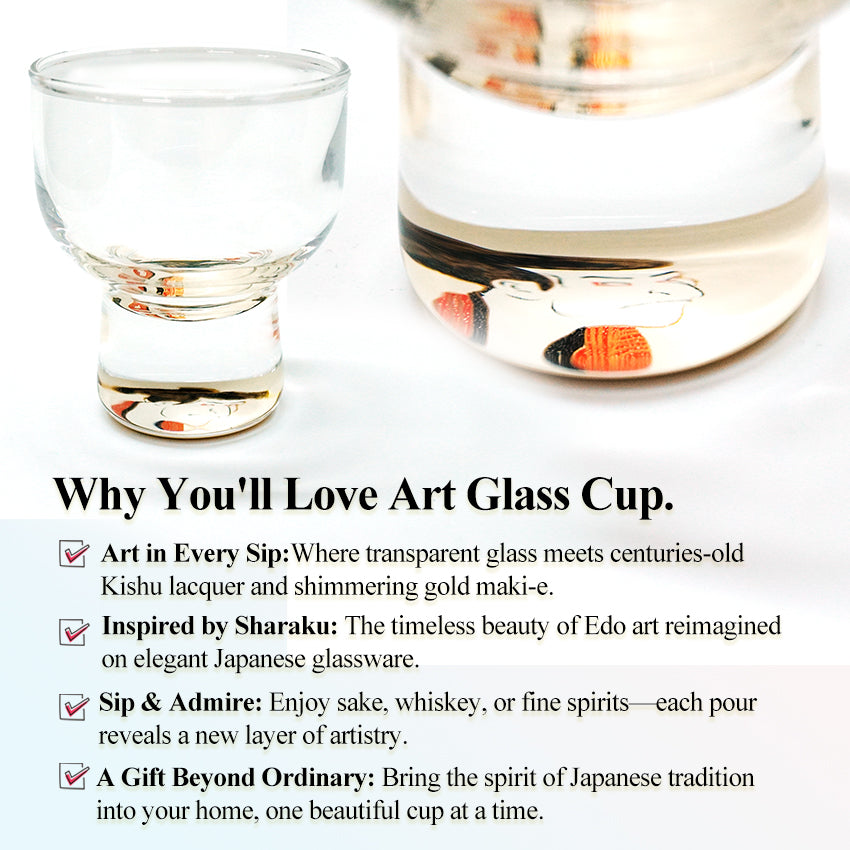 Japanese Art Glass Cup, Kishu Lacquerware Art Drinking Vessel ー Sharaku “Edo Spirit” Ukiyoe, Nusuke Edobei