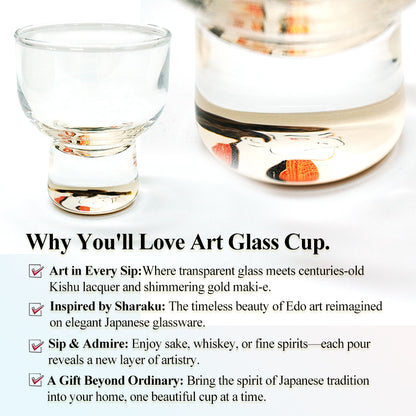 Japanese Art Glass Cup, Kishu Lacquerware Art Drinking Vessel ー Sharaku “Edo Spirit” Ukiyoe, Nusuke Edobei