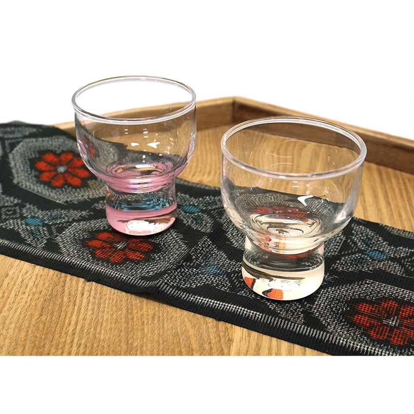 Japanese Art Glass Cup, Kishu Lacquerware Art Drinking Vessel ー Sharaku “Edo Spirit” Ukiyoe, Nusuke Edobei