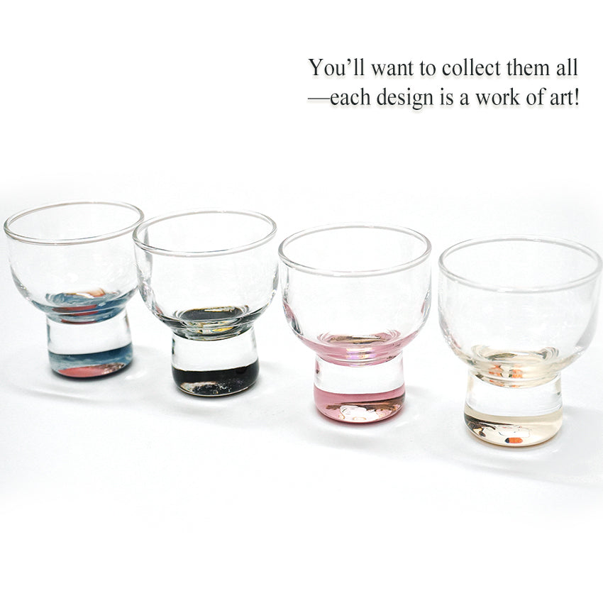 Japanese Art Glass Cup, Kishu Lacquerware Art Drinking Vessel ー Sharaku “Edo Spirit” Ukiyoe, Nusuke Edobei