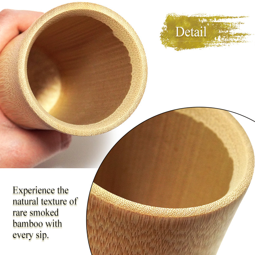 Japanese Soot Bamboo Beer Mug – Handmade Susutake Cup, Eco-Friendly Natural Bamboo Glass for Beer, Juice, and Hot Drinks, Lightweight & Durable Outdoor Cup