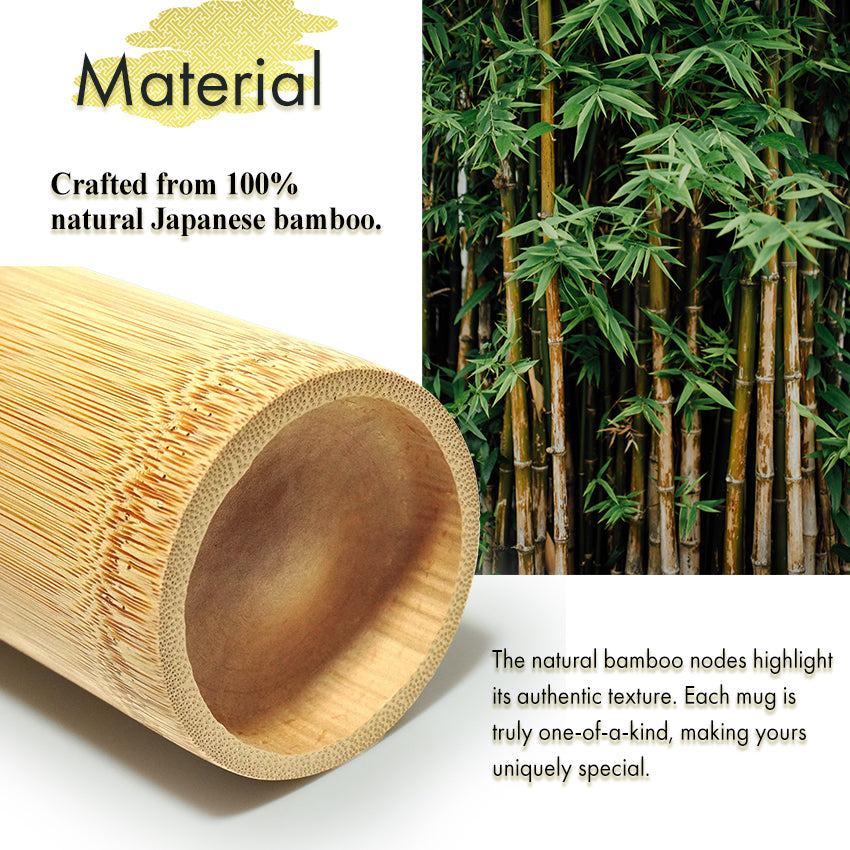 Japanese Soot Bamboo Beer Mug – Handmade Susutake Cup, Eco-Friendly Natural Bamboo Glass for Beer, Juice, and Hot Drinks, Lightweight & Durable Outdoor Cup