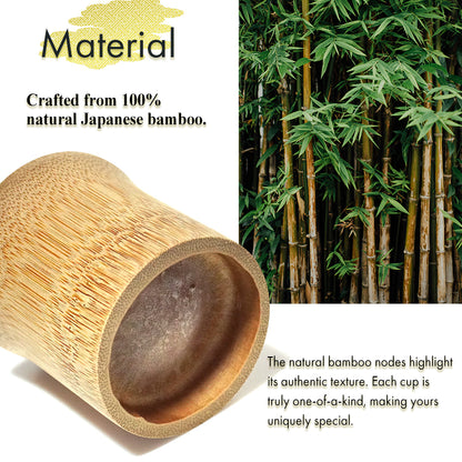 Japanese Soot Bamboo Sake Cup – Handmade Susutake Shot Glass, Eco-Friendly Natural Bamboo Barware, Lightweight & Durable Outdoor Camping Cup