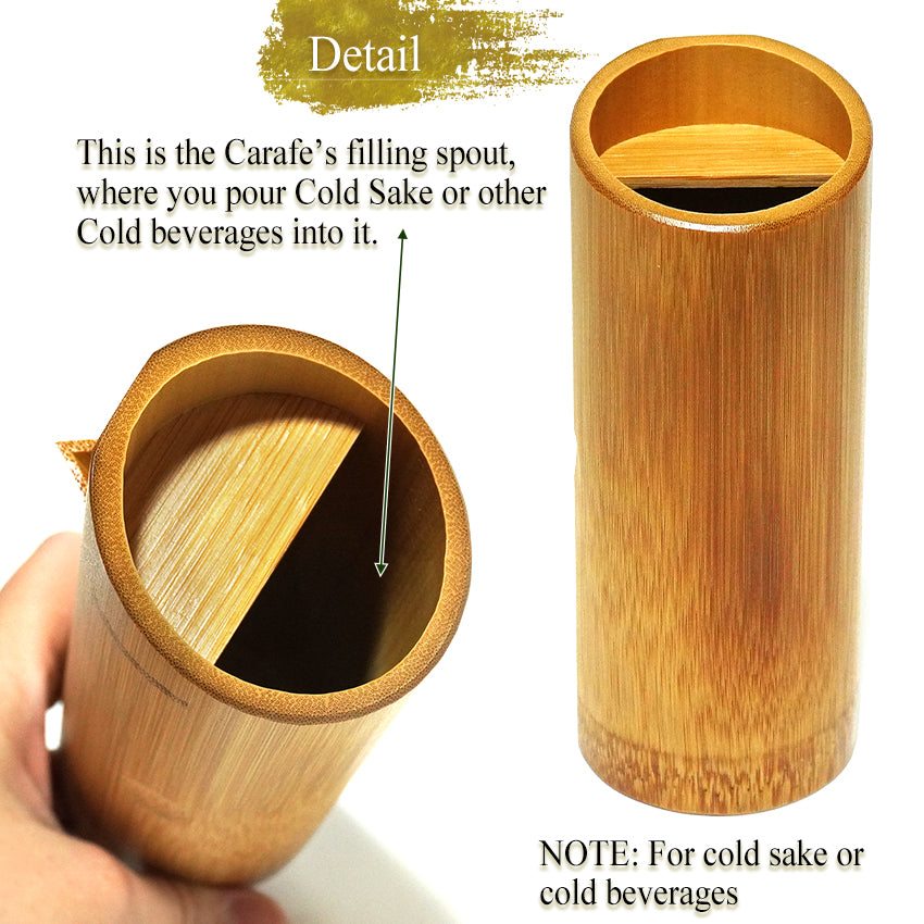Japanese Soot‑Bamboo Sake Carafe (Tokkuri) – Handmade Susutake Bamboo Bottle for Cold Sake, Eco-Friendly Natural Japanese Craft, “1-Go Size / 180 ml / 6.1 fl oz”
