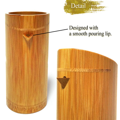 Japanese Soot‑Bamboo Sake Carafe (Tokkuri) – Handmade Susutake Bamboo Bottle for Cold Sake, Eco-Friendly Natural Japanese Craft, “1-Go Size / 180 ml / 6.1 fl oz”