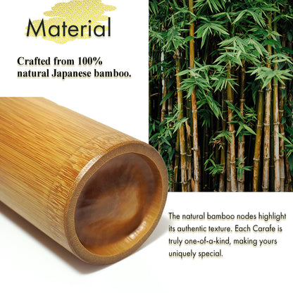 Japanese Soot‑Bamboo Sake Carafe (Tokkuri) – Handmade Susutake Bamboo Bottle for Cold Sake, Eco-Friendly Natural Japanese Craft, “1-Go Size / 180 ml / 6.1 fl oz”