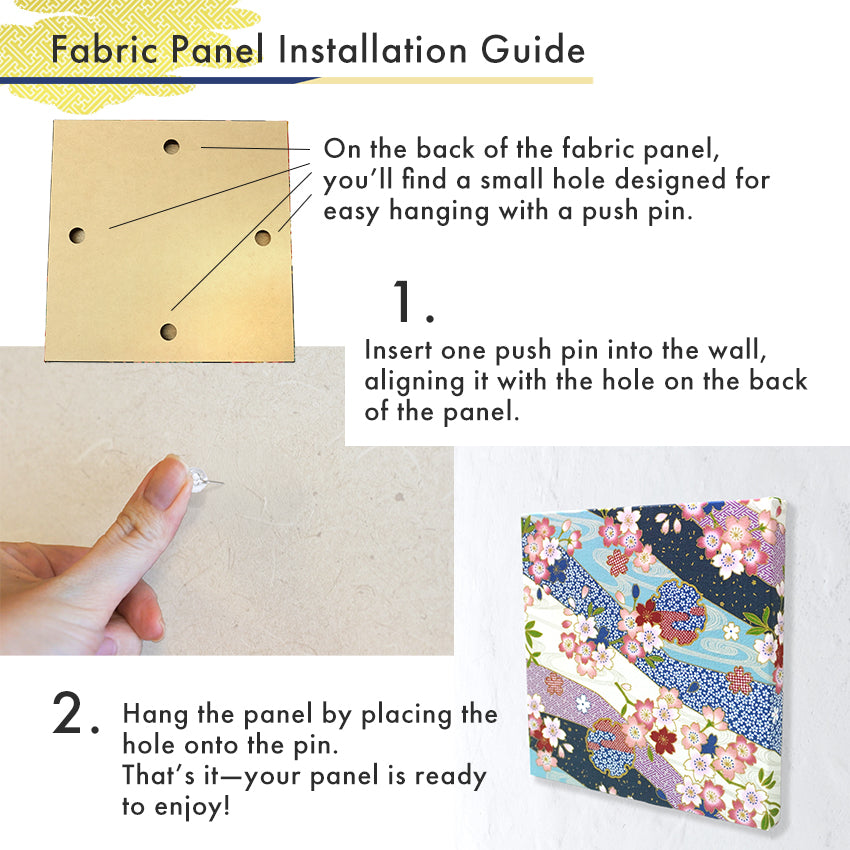Japanese Fabric Panel – Sakura blossoms & Wave Design , traditional wall art