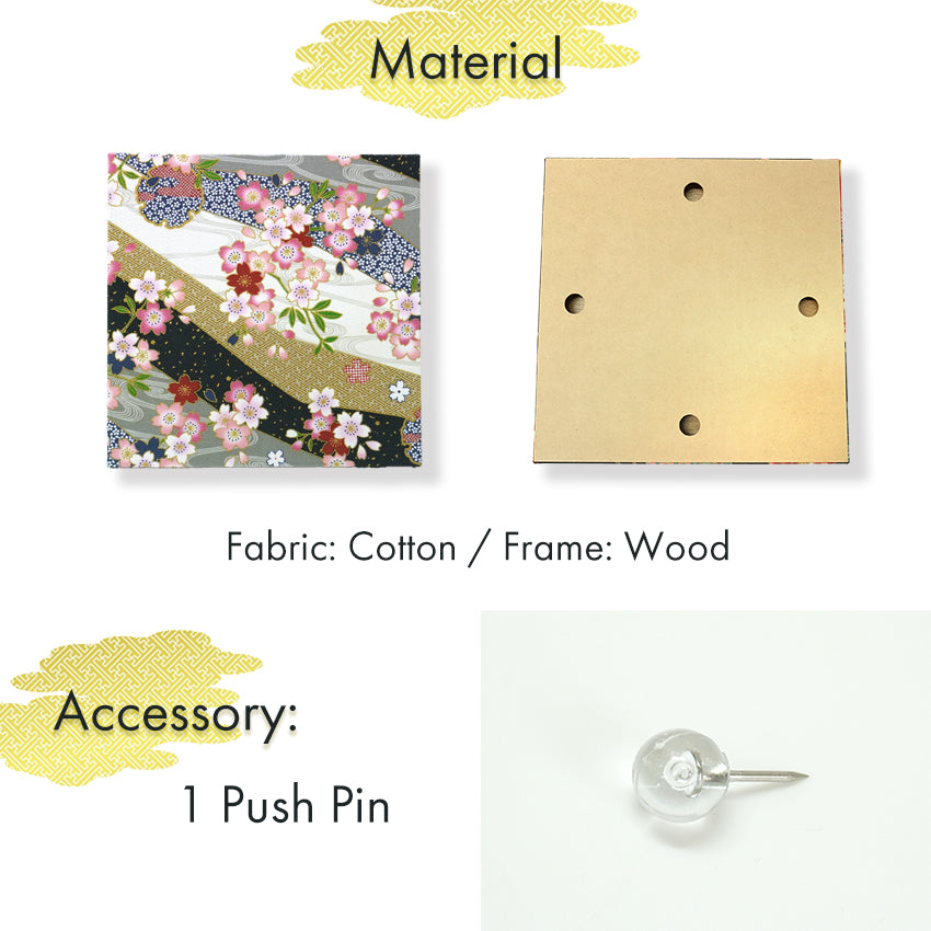Japanese Fabric Panel – Sakura blossoms & Wave Design , traditional wall art