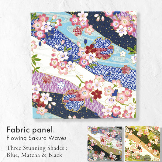 Japanese Fabric Panel – Sakura blossoms & Wave Design , traditional wall art