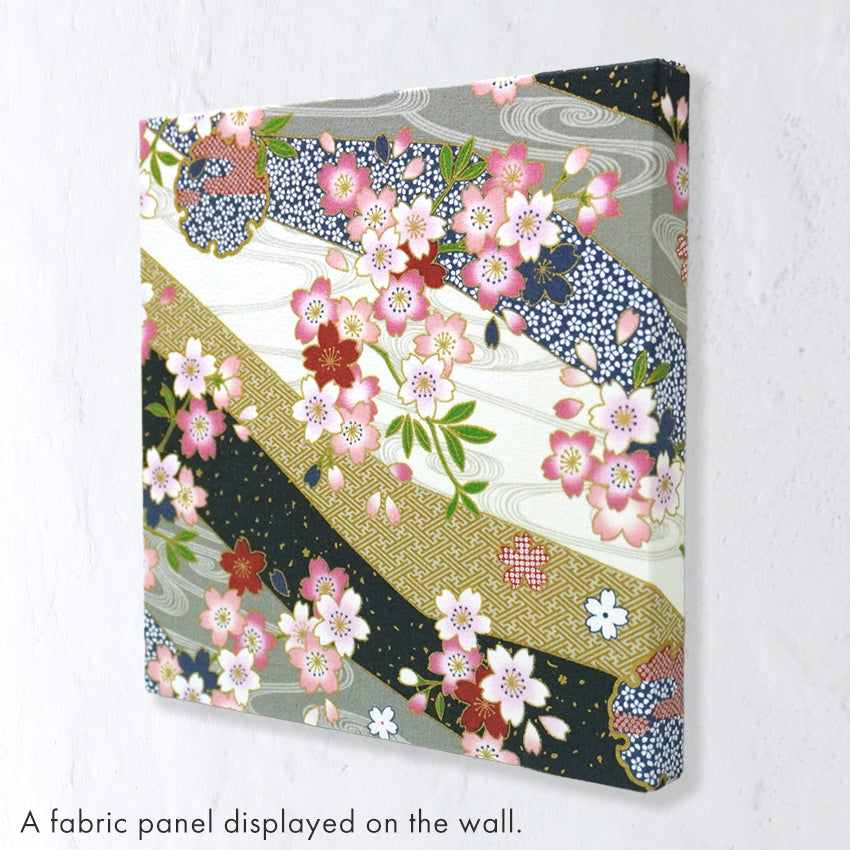 Japanese Fabric Panel – Sakura blossoms & Wave Design , traditional wall art