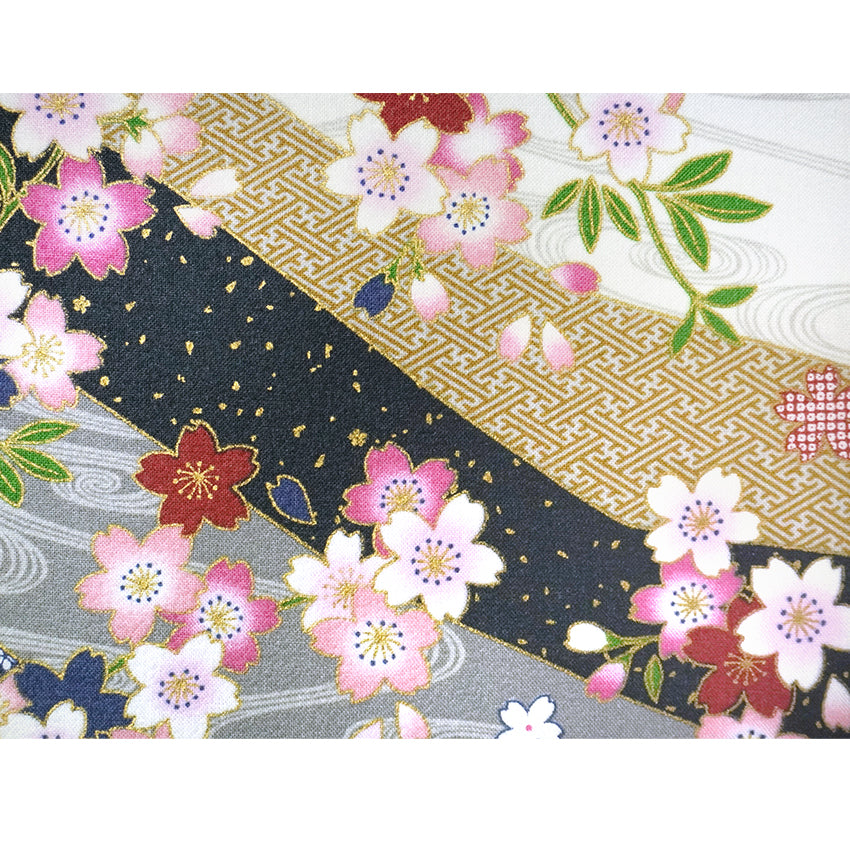 Japanese Fabric Panel – Sakura blossoms & Wave Design , traditional wall art