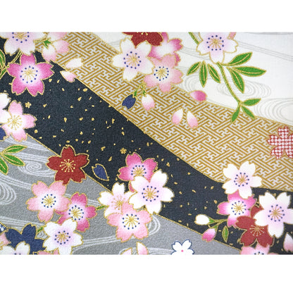 Japanese Fabric Panel – Sakura blossoms & Wave Design , traditional wall art