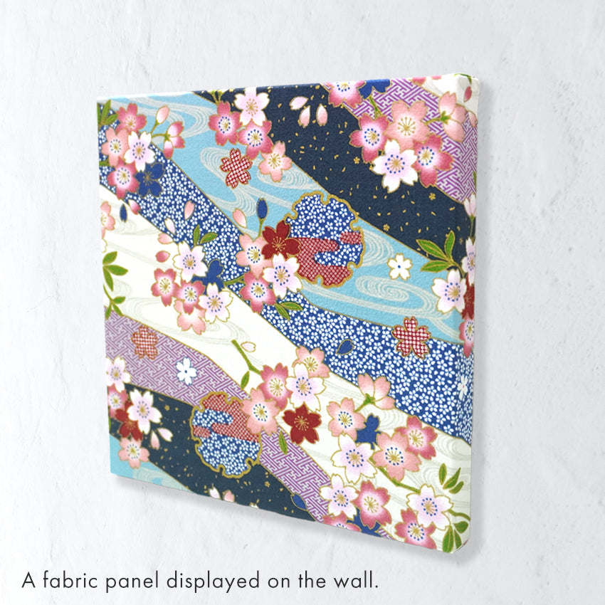 Japanese Fabric Panel – Sakura blossoms & Wave Design , traditional wall art