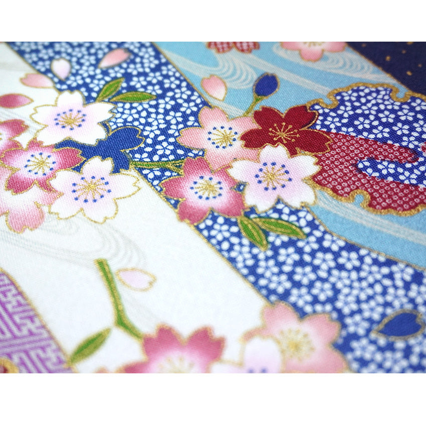 Japanese Fabric Panel – Sakura blossoms & Wave Design , traditional wall art